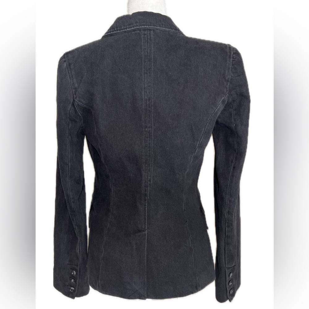 NWT PAIGE Black Denim Carmen Tailored Single Button Blazer 4 Four - Picture 5 of 12